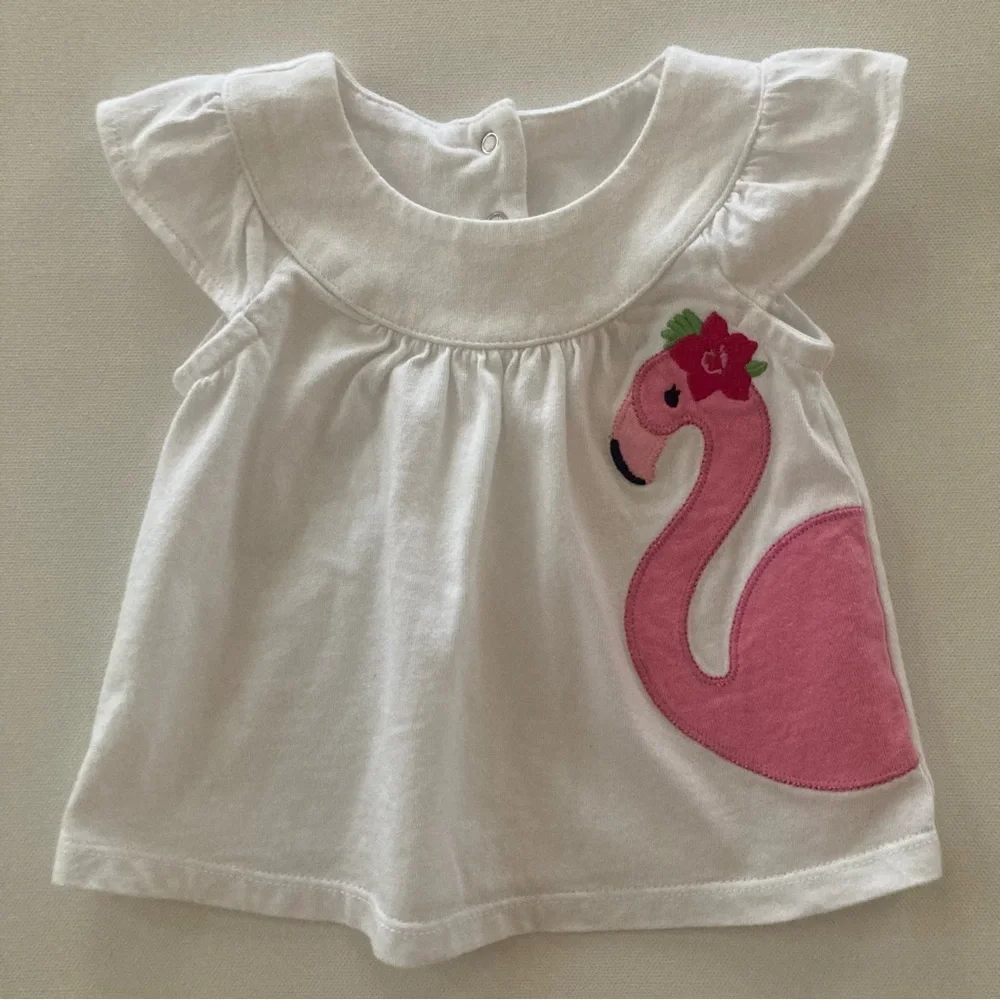 Gymboree Baby Girl 3-6 Months Flamingo Top Floral Sweater Tutu Pant Set Outfit